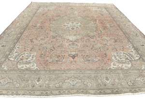 Antique Muted Floral 9'9X12'5 Distressed Vintage Oriental Rug