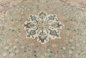 Antique Muted Floral 9'9X12'5 Distressed Vintage Oriental Rug