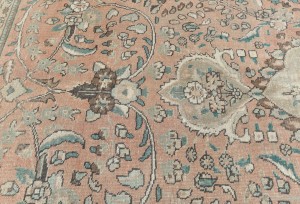 Antique Muted Floral 9'9X12'5 Distressed Vintage Oriental Rug