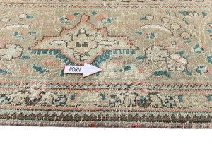 Antique Muted Floral 9'9X12'5 Distressed Vintage Oriental Rug