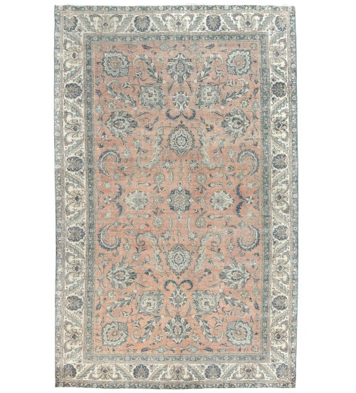 Antique Muted Floral 9'8X15'4 Distressed Vintage Oriental Rug