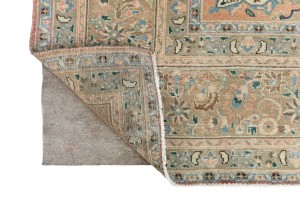 Semi Antique Muted Beige Floral 10X12 Distressed Vintage Oriental Rug