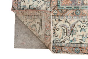 Semi Antique Muted Floral 9'5X12'7 Distressed Vintage Oriental Rug