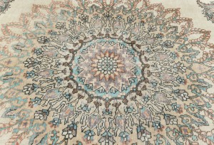 Semi Antique Muted Floral 9'5X12'7 Distressed Vintage Oriental Rug
