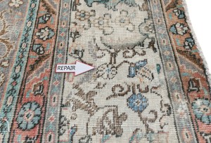 Semi Antique Muted Floral 9'5X12'7 Distressed Vintage Oriental Rug