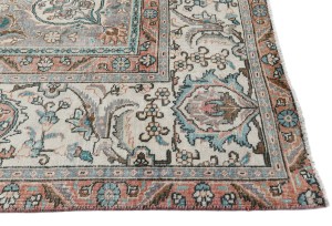 Semi Antique Muted Floral 9'5X12'7 Distressed Vintage Oriental Rug