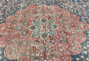 Antique Muted Floral 8X11 Distressed Vintage Oriental Rug