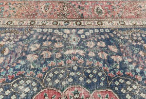 Antique Muted Floral 8X11 Distressed Vintage Oriental Rug