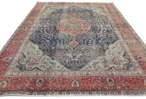 Antique Muted Floral 8X11 Distressed Vintage Oriental Rug
