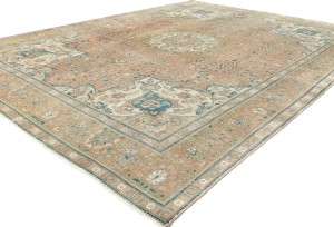Antique Muted Floral 10X13 Distressed Vintage Oriental Rug