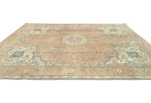 Antique Muted Floral 10X13 Distressed Vintage Oriental Rug