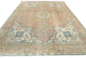 Antique Muted Floral 10X13 Distressed Vintage Oriental Rug