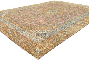 Semi Antique Muted Floral 8'5X12'6 Distressed Vintage Oriental Rug