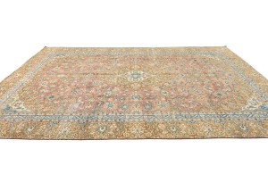 Semi Antique Muted Floral 8'5X12'6 Distressed Vintage Oriental Rug