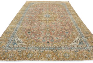 Semi Antique Muted Floral 8'5X12'6 Distressed Vintage Oriental Rug
