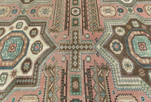Antique Muted Geometric 10X13 Distressed Vintage Oriental Rug