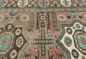 Antique Muted Geometric 10X13 Distressed Vintage Oriental Rug