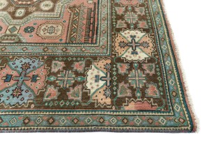 Antique Muted Geometric 10X13 Distressed Vintage Oriental Rug
