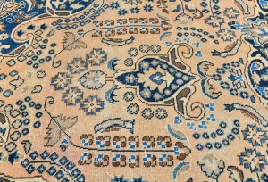 Semi Antique Muted Floral 9X12 Distressed Vintage Oriental Rug