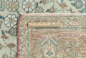 Antique Muted Floral 10X13 Distressed Vintage Oriental Rug