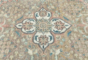 Antique Muted Floral 10X13 Distressed Vintage Oriental Rug