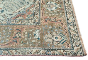 Antique Muted Floral 10X13 Distressed Vintage Oriental Rug