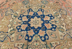Semi Antique Muted Coral Red Floral 9X12 Distressed Vintage Oriental Rug