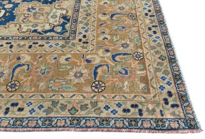 Semi Antique Muted Coral Red Floral 9X12 Distressed Vintage Oriental Rug