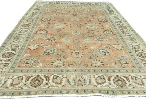 Semi Antique Muted Floral 8X12 Distressed Vintage Oriental Rug