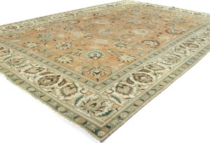 Semi Antique Muted Floral 8X12 Distressed Vintage Oriental Rug