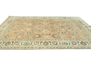 Semi Antique Muted Floral 8X12 Distressed Vintage Oriental Rug