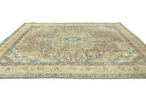 Semi Antique Muted Floral 10X12 Distressed Vintage Oriental Rug