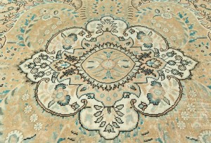 Semi Antique Muted Floral 10X12 Distressed Vintage Oriental Rug