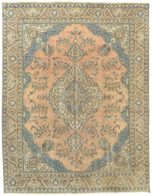 Semi Antique Muted Floral 10X13 Distressed Vintage Oriental Rug