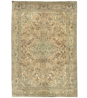 Semi Antique Muted Floral 7'5X11 Distressed Vintage Oriental Rug