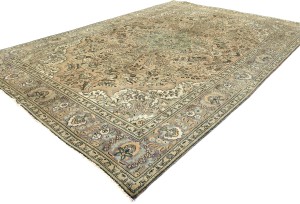 Semi Antique Muted Floral 7'5X11 Distressed Vintage Oriental Rug