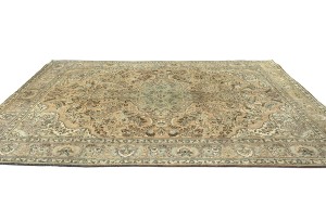 Semi Antique Muted Floral 7'5X11 Distressed Vintage Oriental Rug