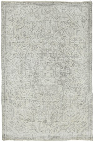 Antique Muted Beige Floral 4'7X7'8 Distressed Vintage Oriental Rug