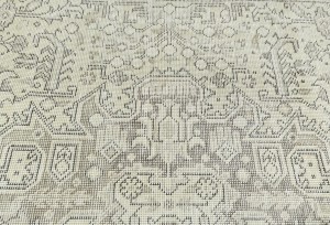 Antique Muted Beige Floral 4'7X7'8 Distressed Vintage Oriental Rug