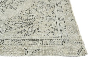 Antique Muted Beige Floral 5'3X8'8 Distressed Vintage Oriental Rug