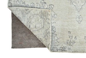 Antique Muted Beige Floral 4'6X7'3 Distressed Vintage Oriental Rug