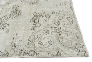 Antique Muted Beige Floral 4'6X7'3 Distressed Vintage Oriental Rug