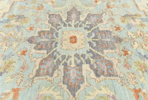 Light Blue Floral Oushak Peshawar 8X10 Pakistan Oriental Rug