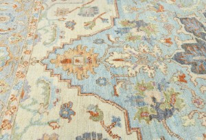 Light Blue Floral Oushak Peshawar 8X10 Pakistan Oriental Rug
