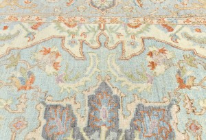 Light Blue Floral Oushak Peshawar 8X10 Pakistan Oriental Rug