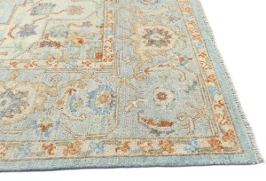 Light Blue Floral Oushak Peshawar 8X10 Pakistan Oriental Rug