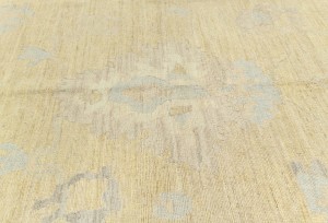 Golden Beige Floral Oushak Peshawar 8'5X9'9 Pakistan Oriental Rug