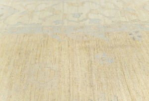Golden Beige Floral Oushak Peshawar 8'5X9'9 Pakistan Oriental Rug