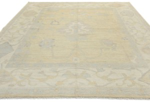 Golden Beige Floral Oushak Peshawar 8'5X9'9 Pakistan Oriental Rug