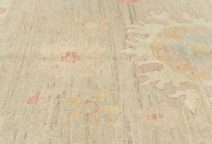 Pastel Brown Floral Oushak Peshawar 10X13 Pakistan Oriental Rug